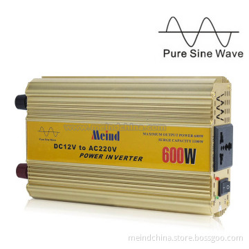 Meind Sufficient 600W Pure Sine Wave DC to AC Power Inverter with Universal Socket